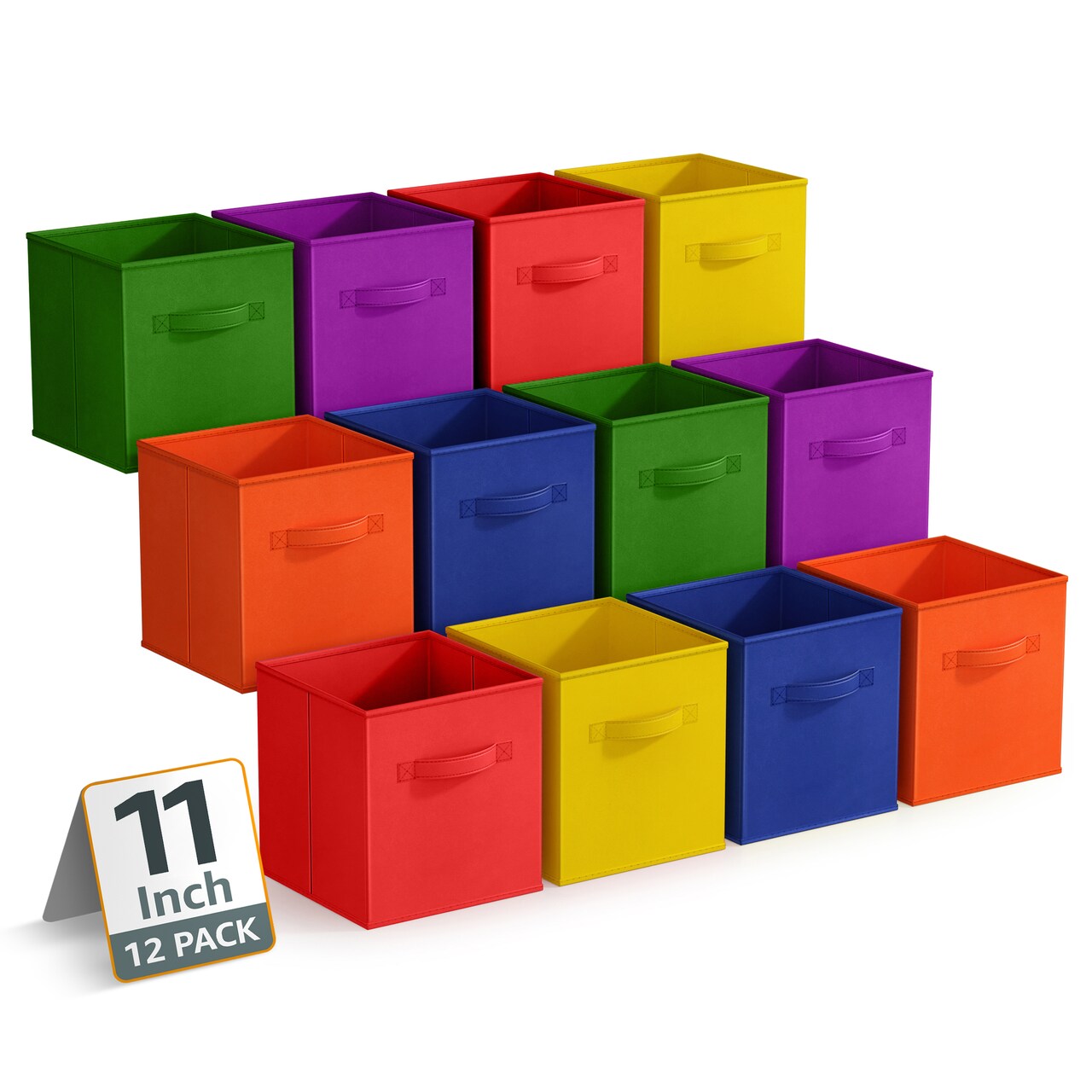 Sorbus 12 Pack Storage Bins - 11" Sturdy Collapsible Fabric Storage Cubes with Handle
